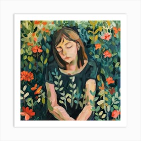 Girl In The Garden 2 Art Print