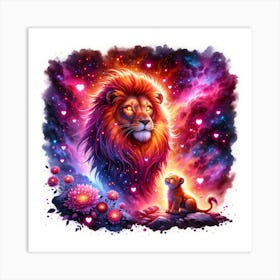 Lion King Cosmic Art Art Print