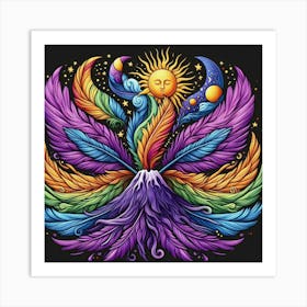 Psychedelic Feathers Art Print