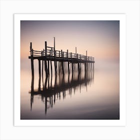 967449 A Wooden Pier At Misty Dawn In A Still Sea Xl 1024 V1 0 Art Print