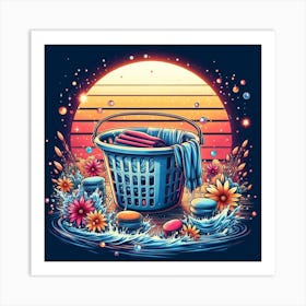 Laundry day and laundry basket 15 Art Print