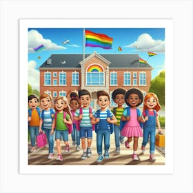 Rainbow School Children 1 Art Print