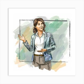 Businesswoman Presenting Art Print