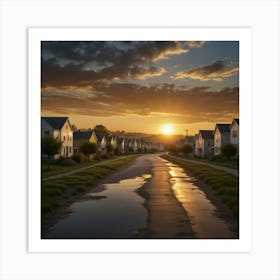 Sunset In A Neighborhood Art Print