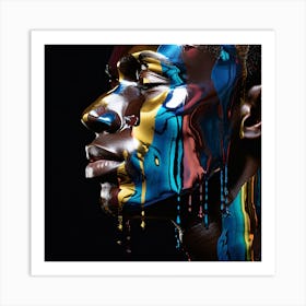 Portrait Of A Man With Colorful Paint Art Print