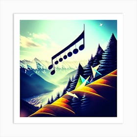 Giant musical note in the mountains  Art Print