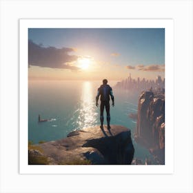 Man Standing On A Cliff Art Print