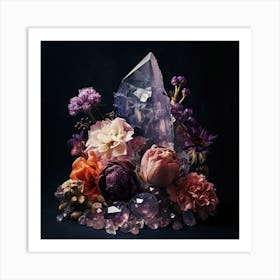 Flowers And Crystals 4 Art Print