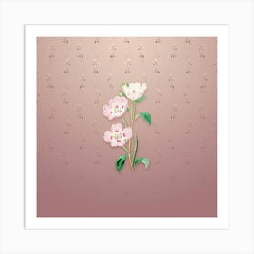 Vintage Pink Oenothera Flower Botanical on Dusty Pink Pattern n.2136 Art Print