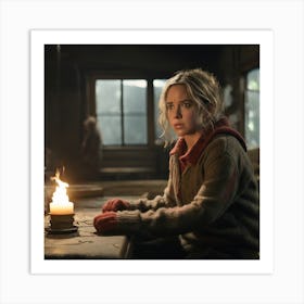 Girl With A Candle Art Print