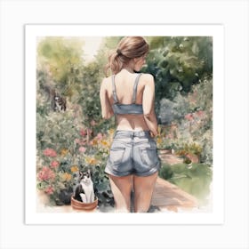 Cat In The Garden Art Print