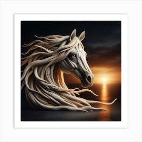 Horse Head At Sunset Art Print