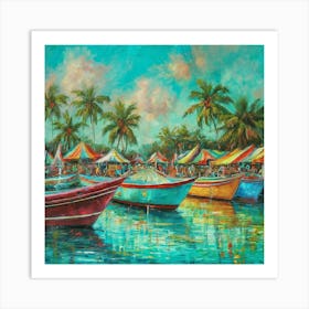 Boats At The Market Art Print