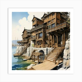 Wooden palace by the sea Art Print