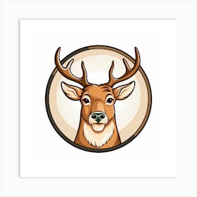 Deer Head In A Circle Art Print