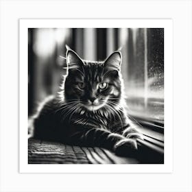 Black And White Cat 13 Art Print