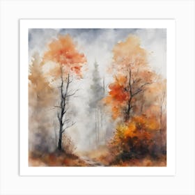 Foggy Autumn Forest Art Print