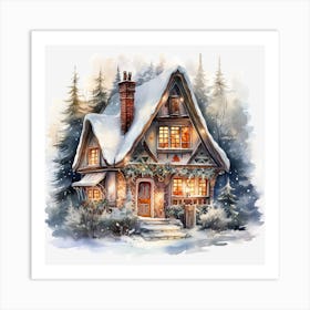 Christmas House In The Woods 6 Art Print