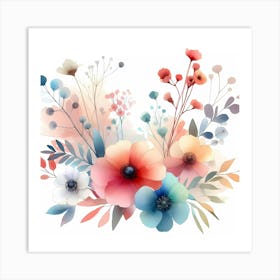 Watercolor Flowers 9 Art Print