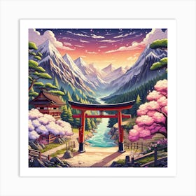 Japanese landscape 1 Art Print