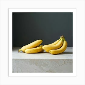 Still Life Composition Bananas Arranged On A Kitchen Countertop Minimalist Style Soft Ambient Lig Art Print