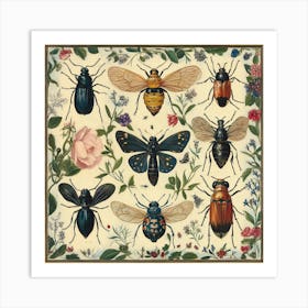 Bees And Flowers Art 4 Art Print