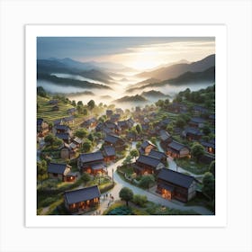 Village In The Mountains Art Print