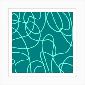 Teal Line Art  Art Print