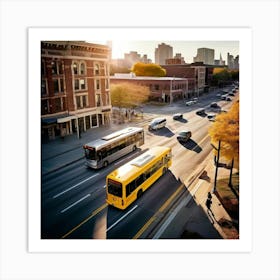 Transit Tracking School Journey Bus Stop Drone Route Dropped Community Day Small Wheel N (4) Art Print