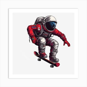 Astronaut Skateboarding 1 Art Print