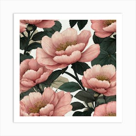 Pink Peony Wallpaper Art Print