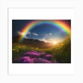 Rainbow Over A Meadow Art Print