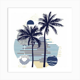 Palm Trees And Waves Art Print