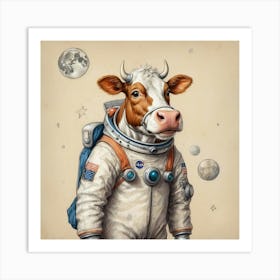 Astronaut Cow 1 Art Print