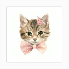 Cute Kitten With Bow Tie Art Print