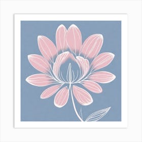 A White And Pink Flower In Minimalist Style Square Composition 193 Art Print