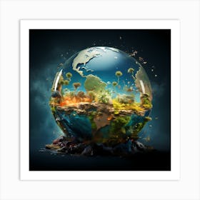 Earth Globe Art Print