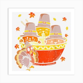 Pilgrim Cats Ramen Thanksgiving Japanese Noodles Food Lover Art Print