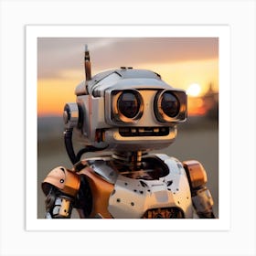 Robot At Sunset 1 Art Print