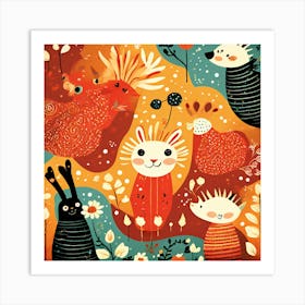 Playful And Whimsical A Pattern Featuring Whimsical Creatures Playful Patterns And A Touch Of Mag 136562514 (7) Art Print