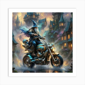 Wizard On A Motorcycle Art Print