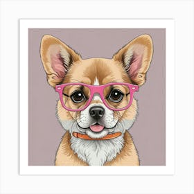 Corgi Dog With Glasses Art Print