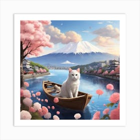 Cat In A Boat 4 Art Print