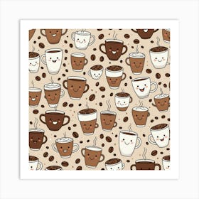 Coffee Seamless Pattern 7 Art Print