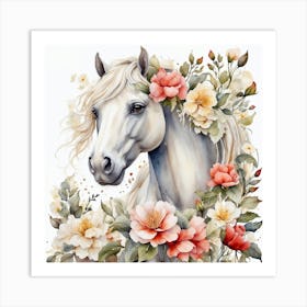 Horse With Flowers 8 Art Print