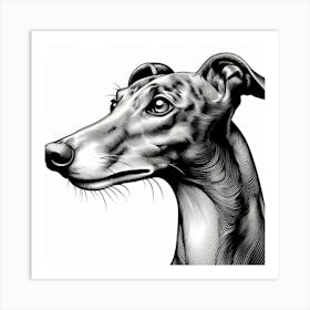 Line Art greyhound dog Art Print