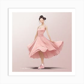 Chinese Girl In Pink Dress Art Print