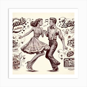 Retro Dancers Art Print