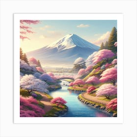 Cherry Blossoms In Fuji Art Print