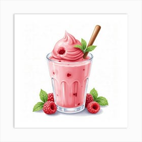 Ice Cream With Raspberries Art Print